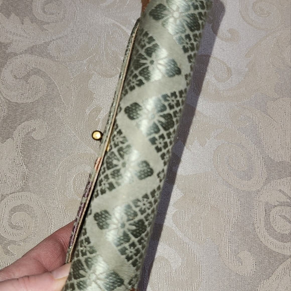 B. TIHMODE Vintage 60s Brocade Satin Clutch – Rare Geometric Evening Purse - Picture 6 of 15